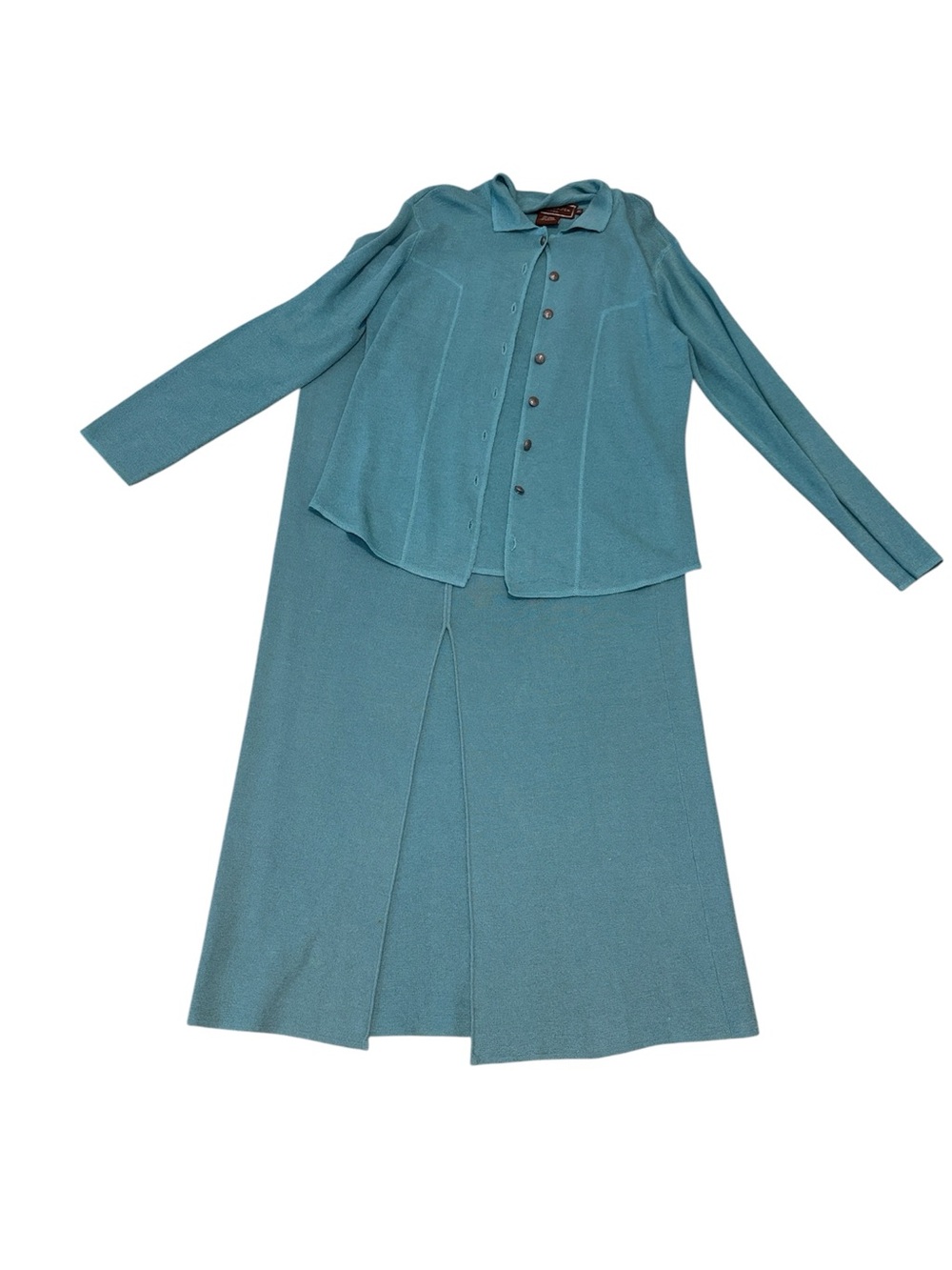 Double D Ranch Teal Knit Top and Maxi Linen Blend Skirt Set M/XL